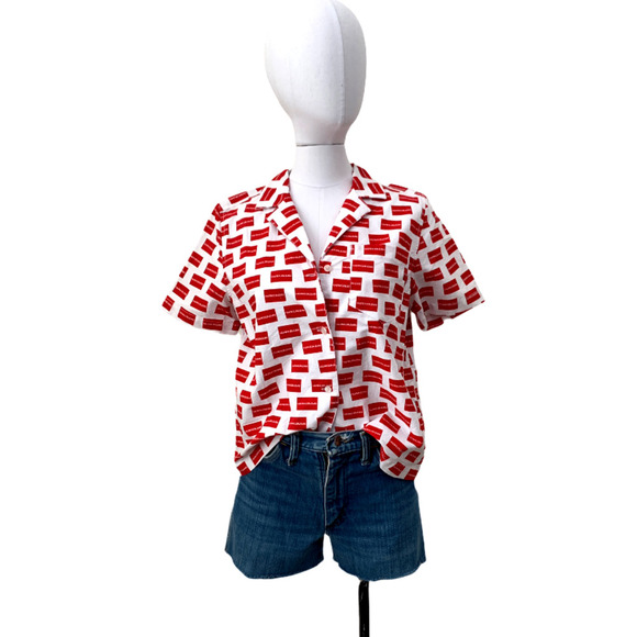 Calvin Klein Logo  Check Shirt Button Up Top Sz S - Picture 1 of 7